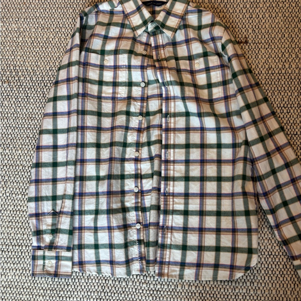 Janie and Jack Green and White Plaid Button-Down Shirt